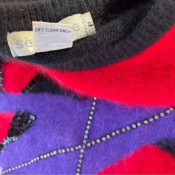 Semplice Sweater Tango Dancing Sequins Angora Lambswool wearable Art Vintage P - Picture 8 of 12